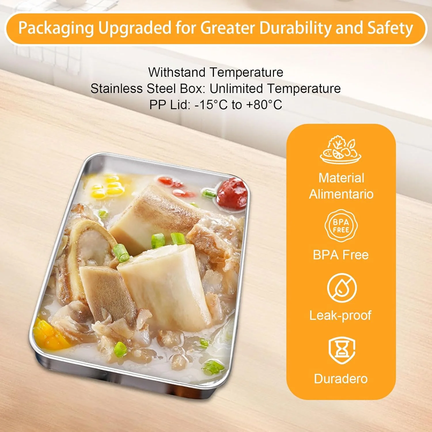 کیوین بسته 2 عددی جعبه نگهداری مواد غذایی سرد برای یخچال، قابل چیدن، ظروف نگهداری مواد غذایی درب دار، جعبه مواد غذایی استیل ضد زنگ، جعبه نگهداری سیب زمینی برای سوسیس و پنیر، 19.5 x 14 x 4 سانتی متر