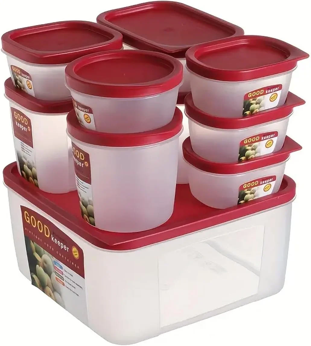 ظروف نگهداری غذا Premify، ۱۰ تکه با درب | ظروف پلاستیکی درب دار برای آشپزخانه | قابل چیدن، فاقد BPA و قابل استفاده در مایکروویو، فریزر و ماشین ظرفشویی