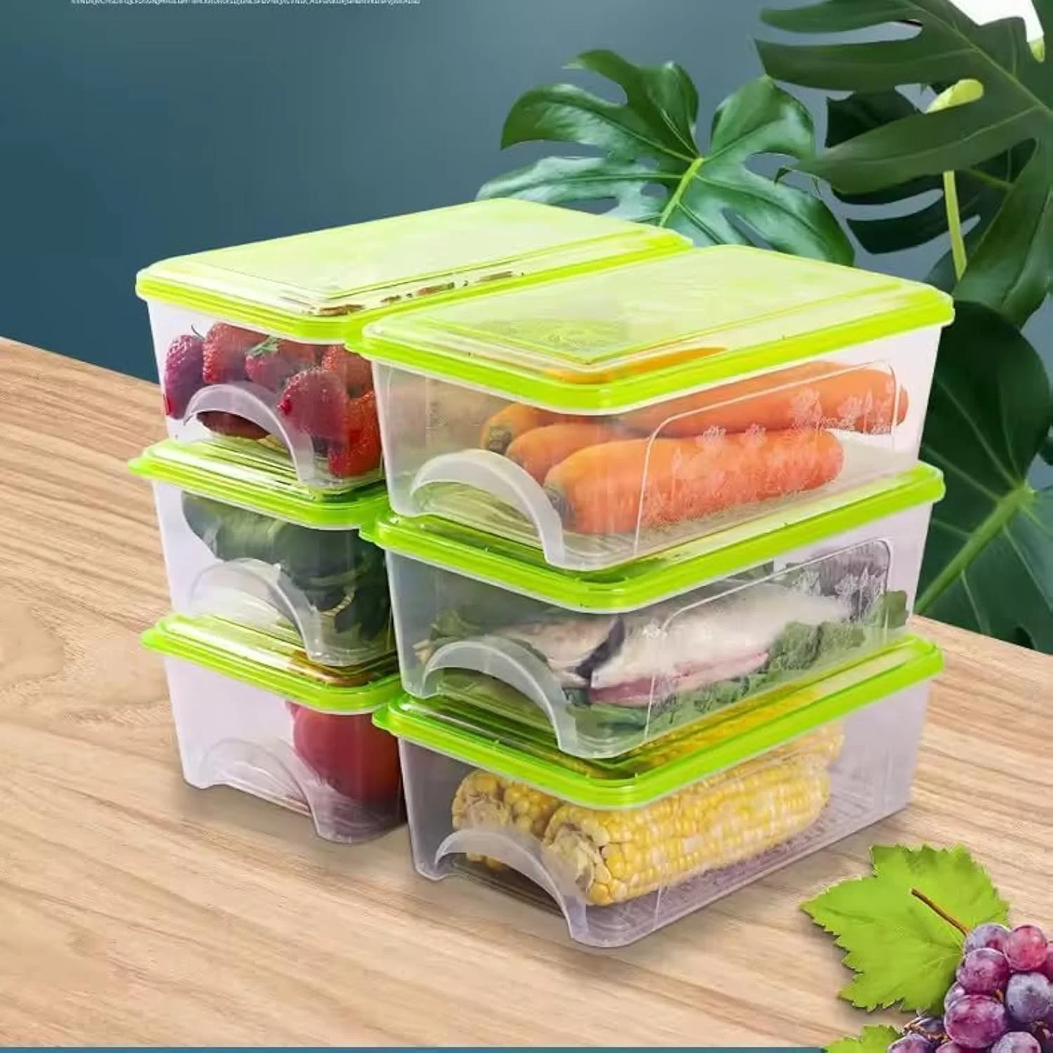 ظروف نگهداری غذا Premify، 6 تکه، 3 لیتری، پلاستیکی، ضد هوا، قابل چیدن، ضد نشت، مناسب برای فریزر و یخچال، جعبه سازماندهی آشپزخانه و یخچال