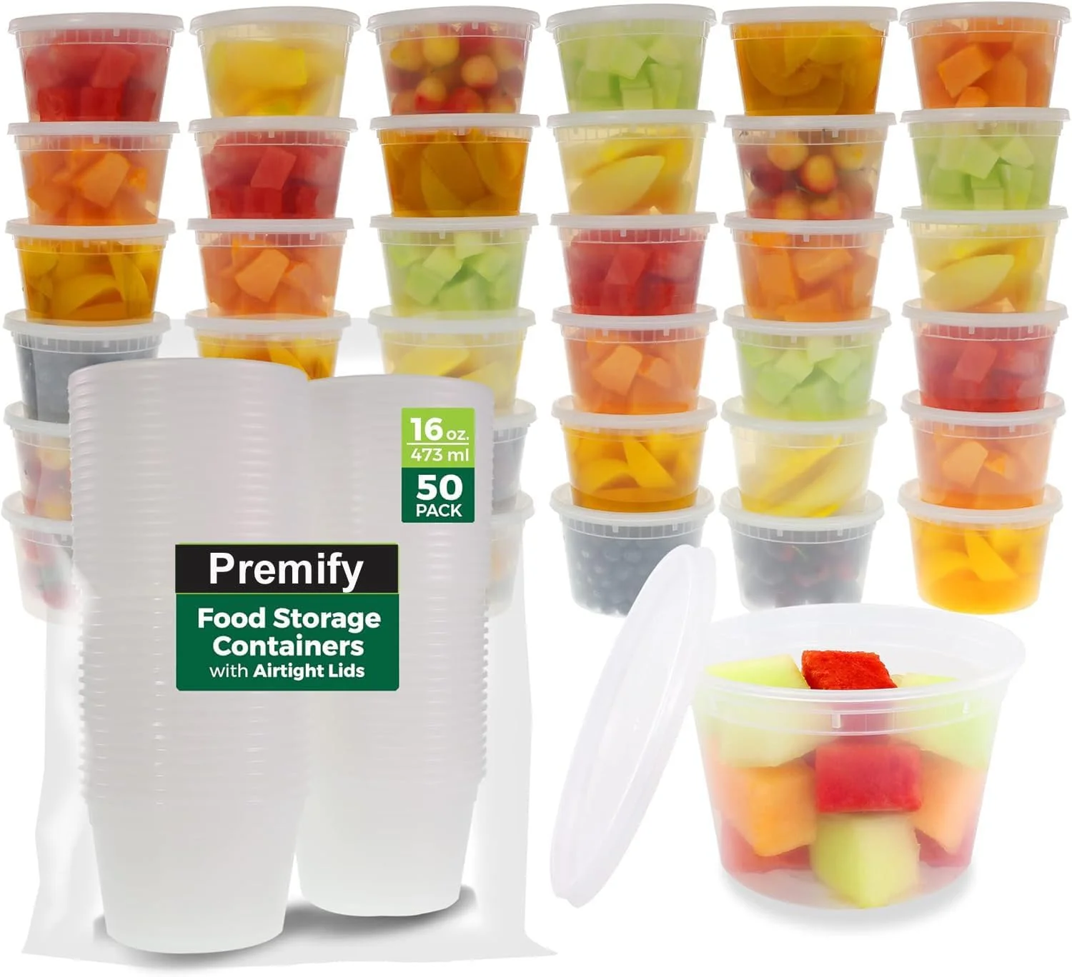 ظروف غذای آماده 24 عددی Premify با درب - فنجان های پلاستیکی 473 میلی لیتری یکبار مصرف برای آماده سازی غذا، ضد نشت، ظروف قابل استفاده مجدد برای غذای بیرون بر، بدون BPA، قابل شستشو در ماشین ظرفشویی، ایمن در مایکروویو ظروف غذای آماده 24 عددی Premify با درب - فنجان های پلاستیکی 473 میلی لیتری یکبار مصرف برای آماده سازی غذا، ضد نشت، ظروف قابل استفاده مجدد برای غذای بیرون بر، بدون BPA، قابل شستشو در ماشین ظرفشویی، ایمن در مایکروویو