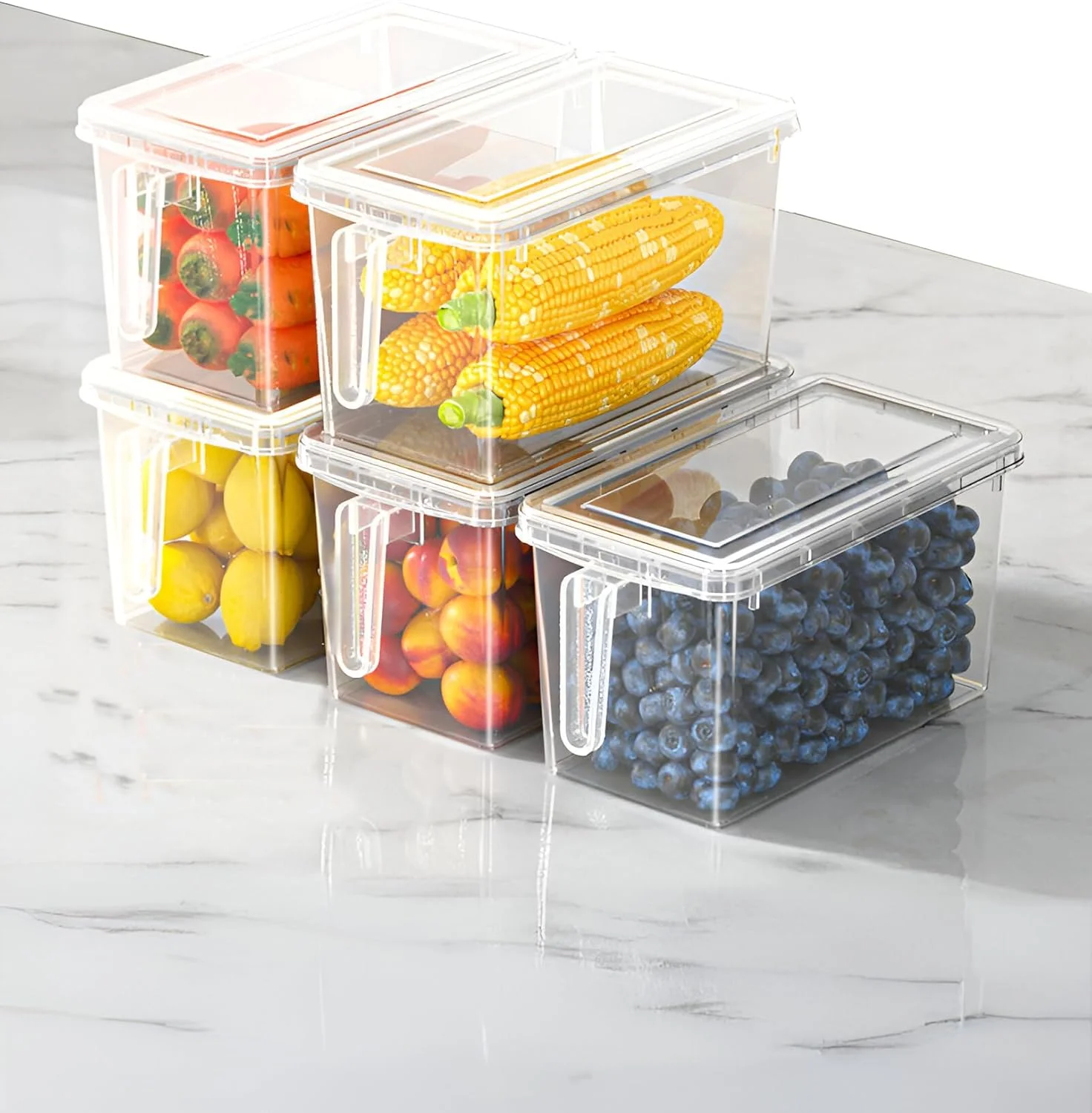 ست 5 تکه ظروف نگهداری مواد غذایی بادوام YAH - سازمان دهنده کابینت با درب - ظروف 4 لیتری قابل چیدن در یخچال آشپزخانه با دستگیره، قابل استفاده در فریزر و ماشین ظرفشویی، برای غذا، میوه، سبزیجات، نگهداری خشک. ست 5 تکه ظروف نگهداری مواد غذایی بادوام YAH - سازمان دهنده کابینت با درب - ظروف 4 لیتری قابل چیدن در یخچال آشپزخانه با دستگیره، قابل استفاده در فریزر و ماشین ظرفشویی، برای غذا، میوه، سبزیجات، نگهداری خشک.