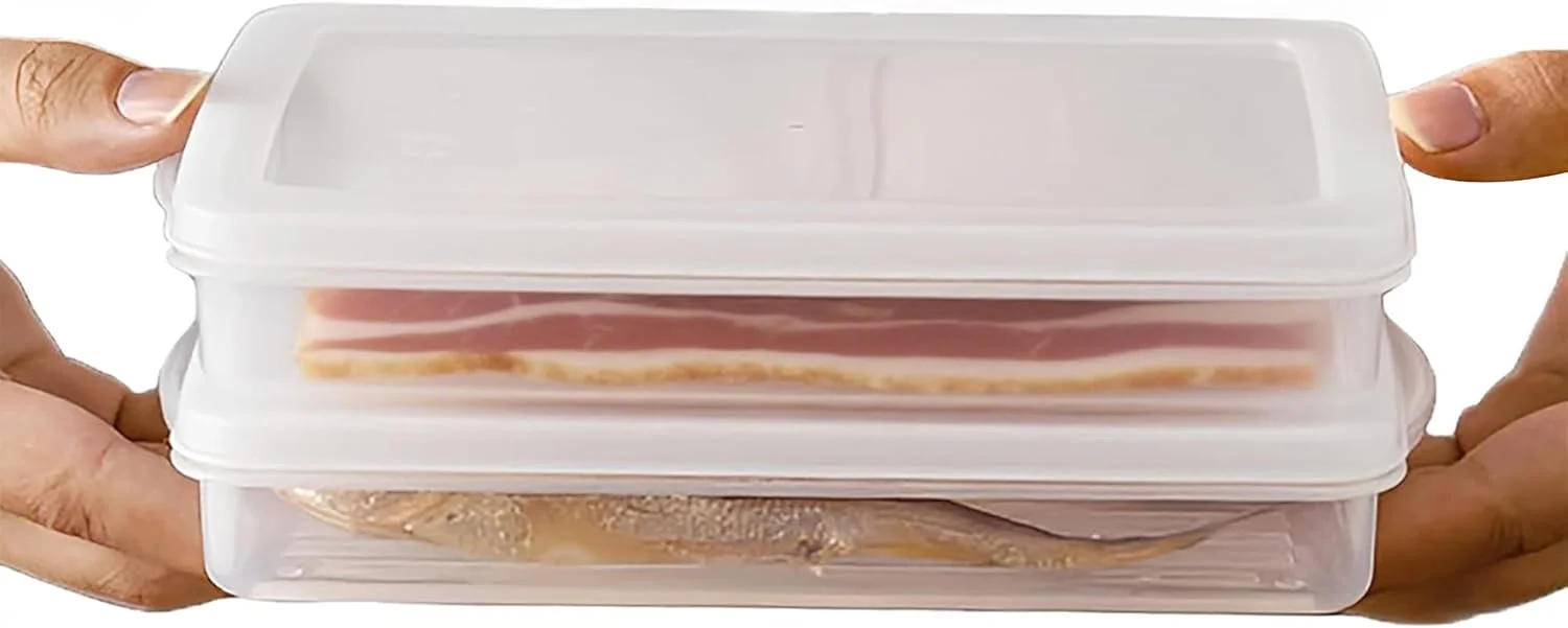 COOGG بسته 2 عددی - ظروف پلاستیکی نگهداری بیکن با درب های محکم و ضد هوا، مناسب برای نگهداری گوشت های سرد، پنیر، گوشت های آماده، ظرف نگهداری مواد غذایی برای یخچال، فریزر، جعبه ناهار، ظرف نگهداری کوکی و ظرف آماده سازی غذا COOGG بسته 2 عددی - ظروف پلاستیکی نگهداری بیکن با درب های محکم و ضد هوا، مناسب برای نگهداری گوشت های سرد، پنیر، گوشت های آماده، ظرف نگهداری مواد غذایی برای یخچال، فریزر، جعبه ناهار، ظرف نگهداری کوکی و ظرف آماده سازی غذا