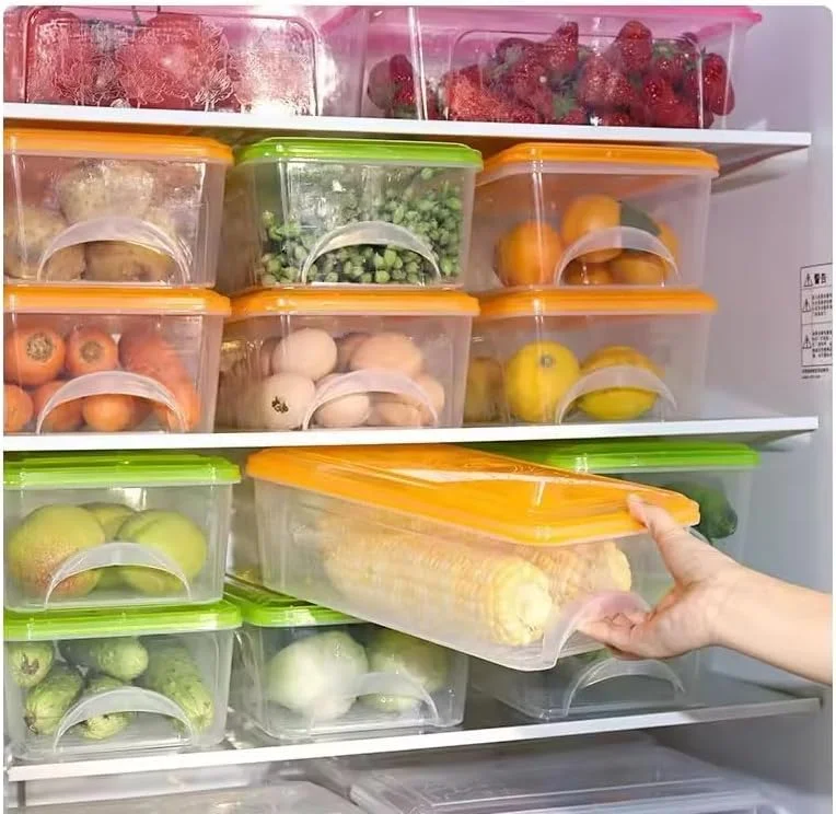 ظروف نگهداری غذا Premify، 6 تکه، 3 لیتری، پلاستیکی، ضد هوا، قابل چیدن، ضد نشت، مناسب برای فریزر و یخچال، جعبه سازماندهی آشپزخانه و یخچال