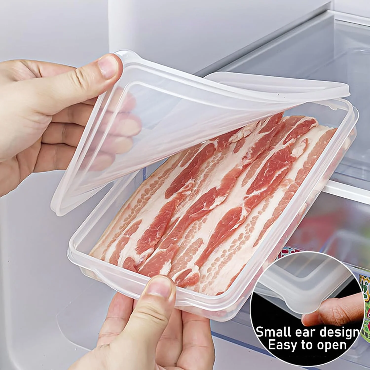 COOGG بسته 2 عددی - ظروف پلاستیکی نگهداری بیکن با درب های محکم و ضد هوا، مناسب برای نگهداری گوشت های سرد، پنیر، گوشت های آماده، ظرف نگهداری مواد غذایی برای یخچال، فریزر، جعبه ناهار، ظرف نگهداری کوکی و ظرف آماده سازی غذا