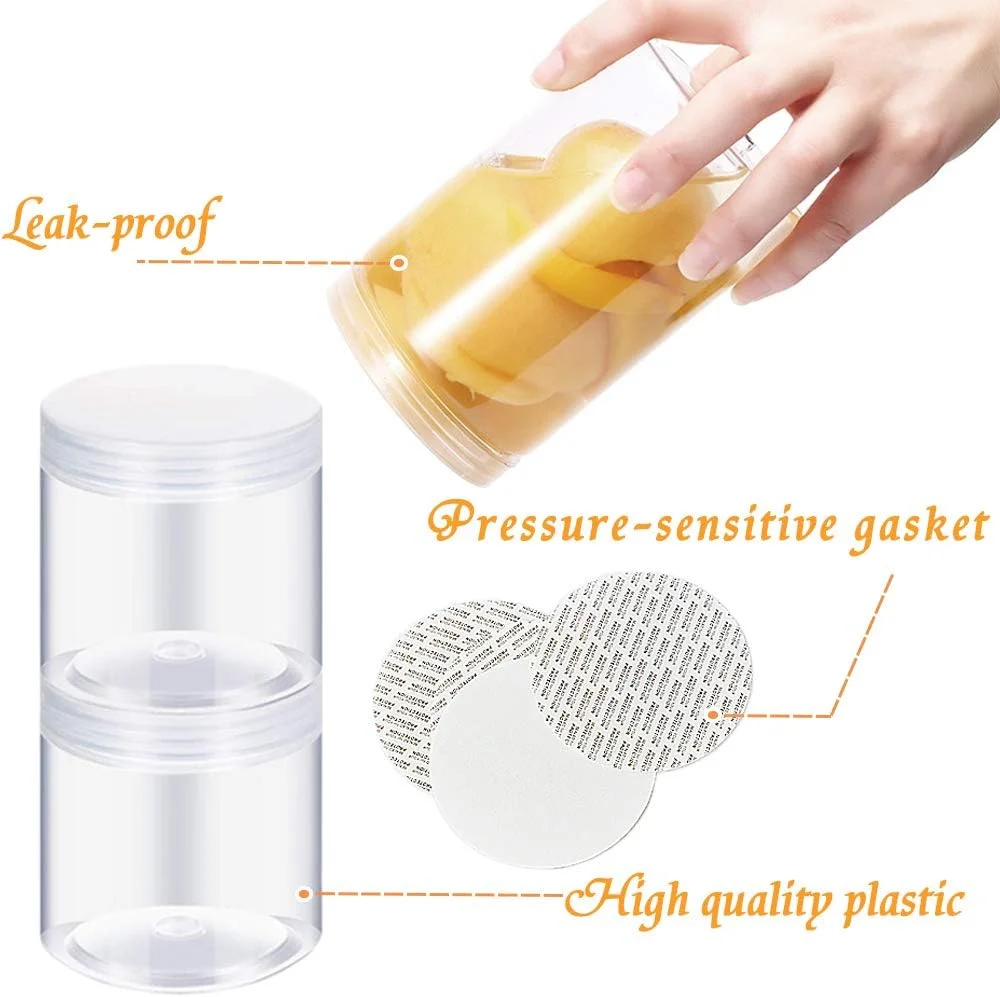 ظروف اسلایم خالی پانکسسن، بسته 18 عددی، 210 میلی‌لیتری، با درب، شیشه‌های شفاف گرد، دهانه گشاد، ظروف پلاستیکی نگهداری اسلایم، مناسب برای صنایع دستی، مواد غذایی خشک، کره بادام زمینی، عسل و مربا