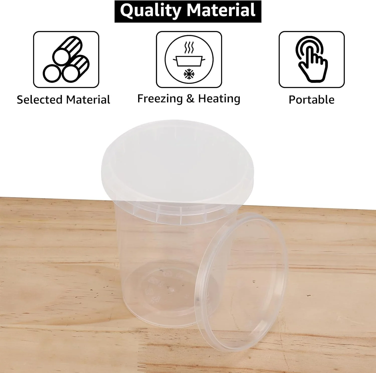 ظروف پلاستیکی 50 عددی با درب، ظرف غذای پلاستیکی بدون BPA، ظروف سوپ 520 میلی لیتری/18 اونسی برای فریزر، ظروف غذا برای سوپ، ظرف سوپ گرد برای غذای بیرون بر، آماده سازی غذا، نگهداری مواد غذایی