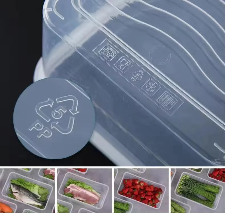 ظروف نگهداری غذا Premify، 6 تکه، 3 لیتری، پلاستیکی، ضد هوا، قابل چیدن، ضد نشت، مناسب برای فریزر و یخچال، جعبه سازماندهی آشپزخانه و یخچال