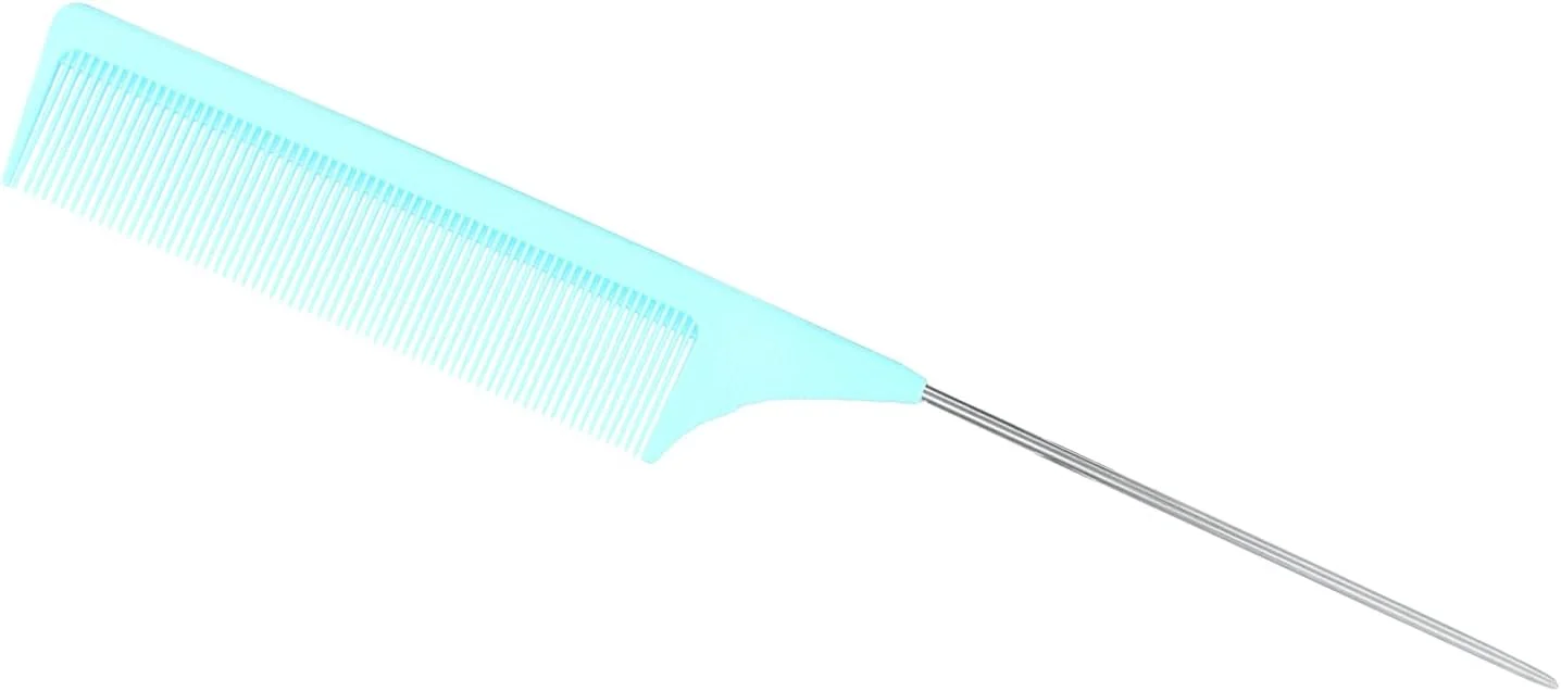 Professional Root Teasing Comb, Steel Pintail Hair Comb for Women and Men Rat Tail Comb for Root Teasing for Thin, Fine and Normal Hair Types(green)
