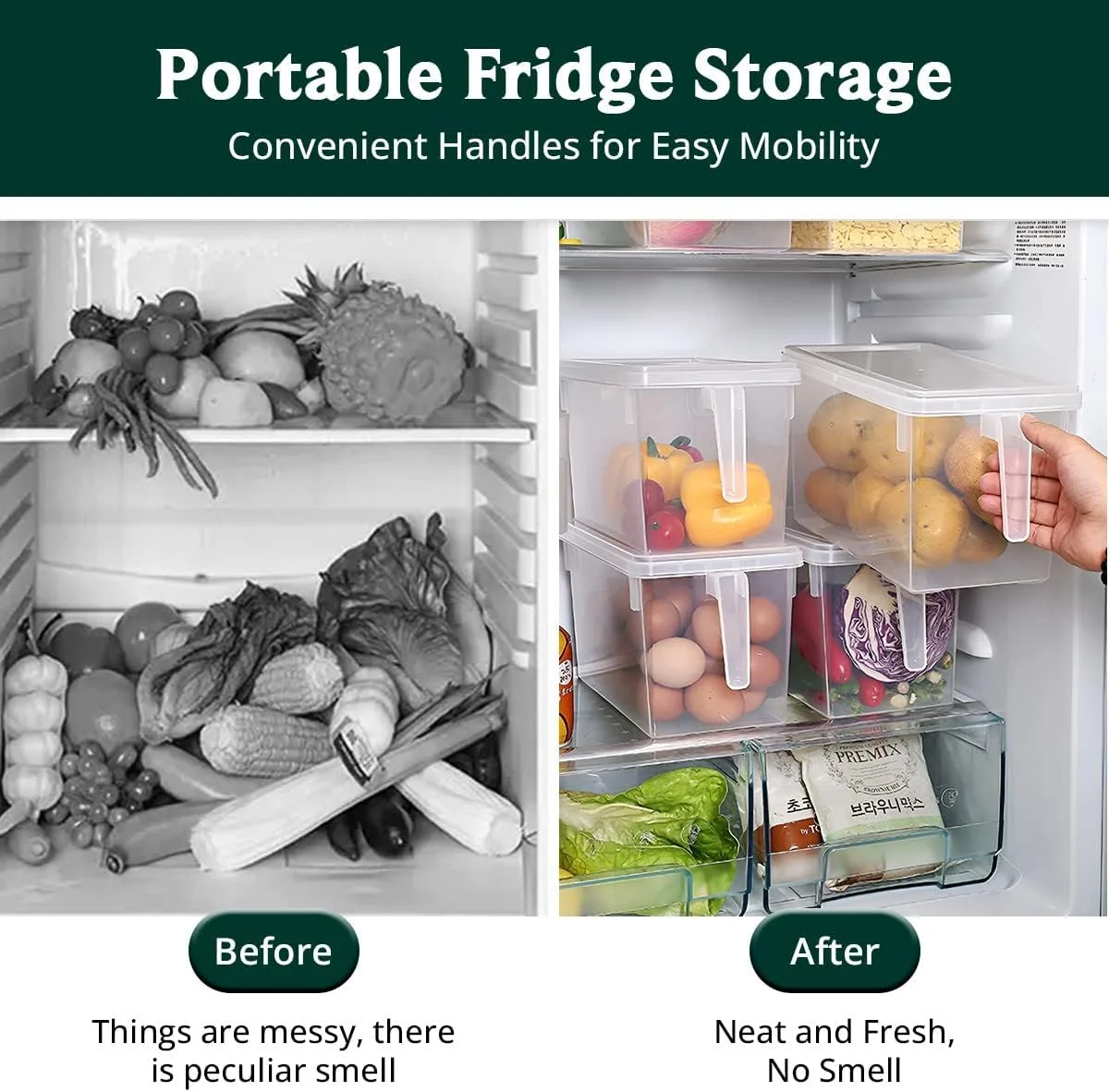 ظروف نگهداری مواد غذایی بزرگ SV، سازمان دهنده یخچال قابل چیدن با درب، سازمان دهنده پلاستیکی شفاف مربعی شکل برای میوه، سبزیجات، گوشت (مجموعه 4 عددی) ظروف نگهداری مواد غذایی بزرگ SV، سازمان دهنده یخچال قابل چیدن با درب، سازمان دهنده پلاستیکی شفاف مربعی شکل برای میوه، سبزیجات، گوشت (مجموعه 4 عددی)