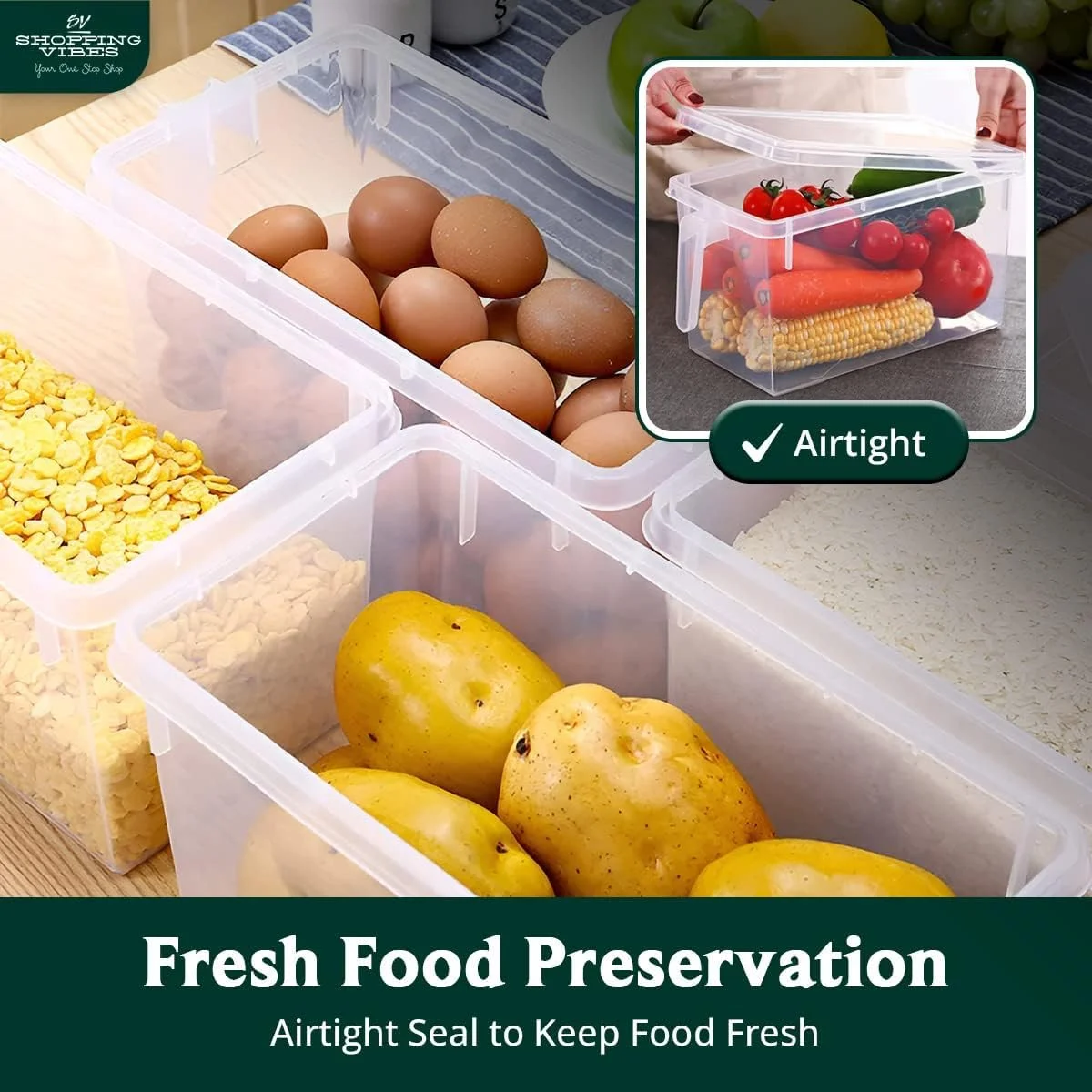 ظروف نگهداری مواد غذایی بزرگ SV، سازمان دهنده یخچال قابل چیدن با درب، سازمان دهنده پلاستیکی شفاف مربعی شکل برای میوه، سبزیجات، گوشت (مجموعه 4 عددی) ظروف نگهداری مواد غذایی بزرگ SV، سازمان دهنده یخچال قابل چیدن با درب، سازمان دهنده پلاستیکی شفاف مربعی شکل برای میوه، سبزیجات، گوشت (مجموعه 4 عددی)