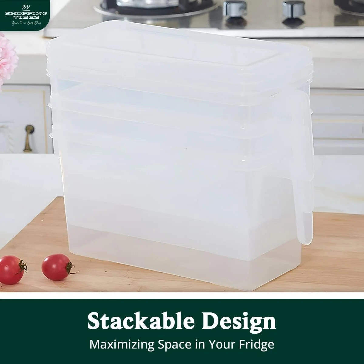 ظروف نگهداری مواد غذایی بزرگ SV، سازمان دهنده یخچال قابل چیدن با درب، سازمان دهنده پلاستیکی شفاف مربعی شکل برای میوه، سبزیجات، گوشت (مجموعه 4 عددی) ظروف نگهداری مواد غذایی بزرگ SV، سازمان دهنده یخچال قابل چیدن با درب، سازمان دهنده پلاستیکی شفاف مربعی شکل برای میوه، سبزیجات، گوشت (مجموعه 4 عددی)