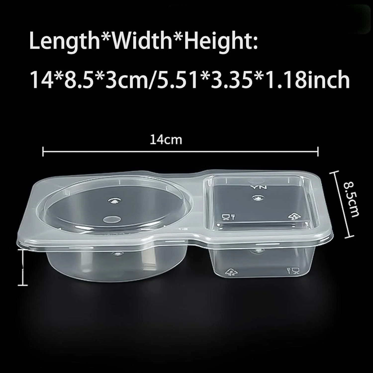 ظرف چاشنی دو قسمتی Oasisgalore با درب، ظرف پلاستیکی یکبار مصرف دو محفظه ای برای سس و اسنک، 20 عدد