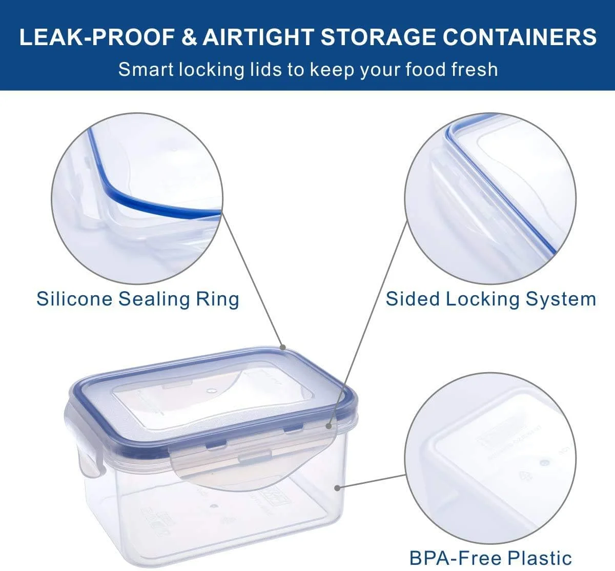 ظرف نگهداری مواد غذایی اوبان، بسته 4 عددی، ظروف کوچک آماده سازی غذا با درب های قفل شونده، جعبه ناهار پلاستیکی بدون BPA، قابل استفاده در مایکروویو، فریزر و ماشین ظرفشویی