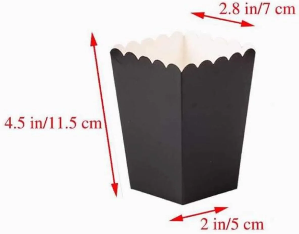 جعبه پاپ کورن سر باز GMQG، بسته 50 عددی، جعبه های پاپ کورن کاغذی، ظروف کارتن آب نبات برای مهمانی ها، ظروف پاپ کورن کاغذی، 7 x 11.5 x 5 سانتی متر (مشکی)