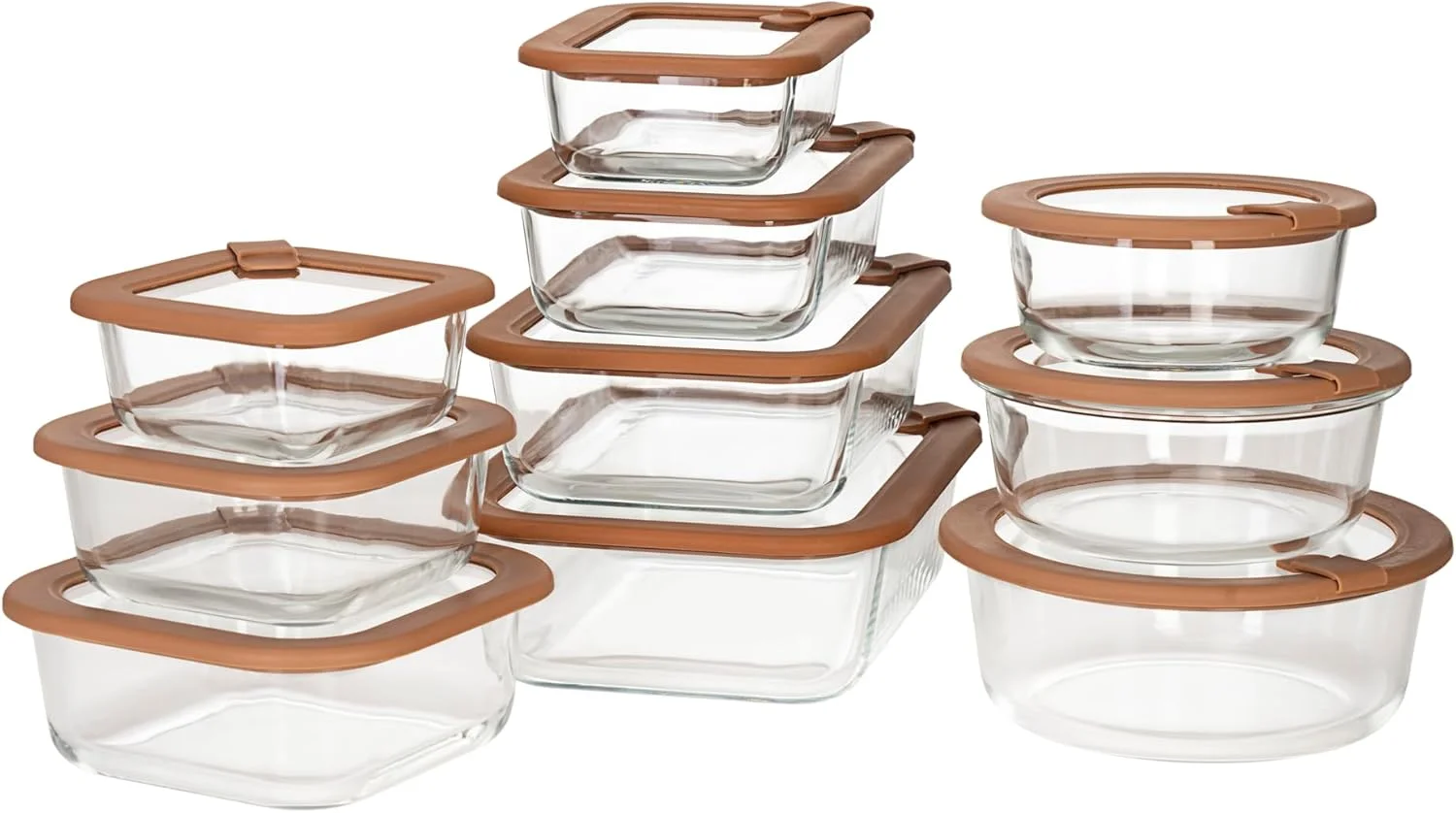 ظروف نگهداری غذا شیشه ای نوتری کوک با درب - شیشه بوروسیلیکات، ضد هوا و ضد نشت - قابل استفاده در مایکروویو، فر، فریزر و ماشین ظرفشویی - ظروف آماده سازی غذا و ناهار قابل چیدن (ست 24 تکه)