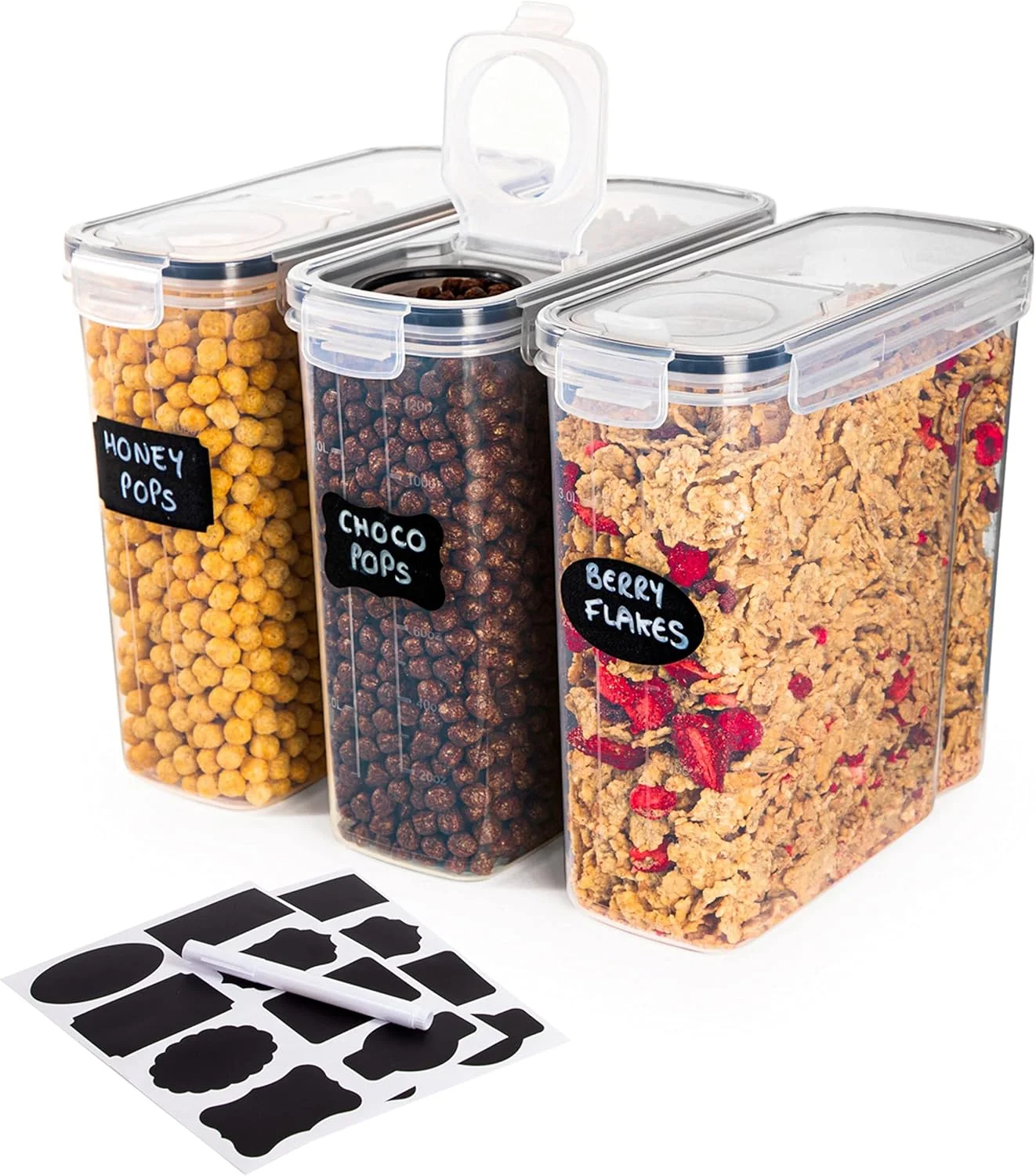 ظروف نگهداری غلات nuovva - ست 3 عددی ظروف پلاستیکی نگهداری مواد غذایی - دستگاه پخش کننده کاربردی غلات - درجه مواد غذایی و بدون BPA - بادوام و آسان برای استفاده - ایده آل برای نگهداری کورن فلکس و آرد ظروف نگهداری غلات nuovva - ست 3 عددی ظروف پلاستیکی نگهداری مواد غذایی - دستگاه پخش کننده کاربردی غلات - درجه مواد غذایی و بدون BPA - بادوام و آسان برای استفاده - ایده آل برای نگهداری کورن فلکس و آرد