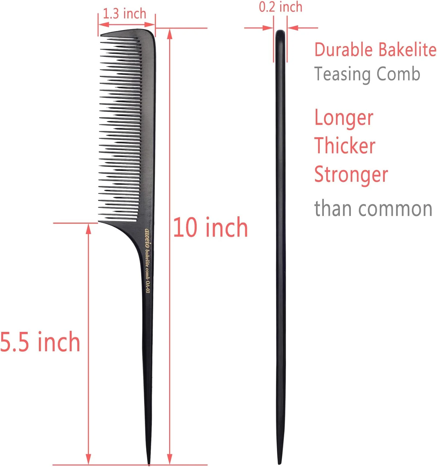 شانه پوش دهنده مو پرفهیر برای موهای نازک، شانه دم موشی باکلیت ضد الکتریسیته ساکن برای پوش دادن، حجم دادن به ریشه مو و اضافه کردن.