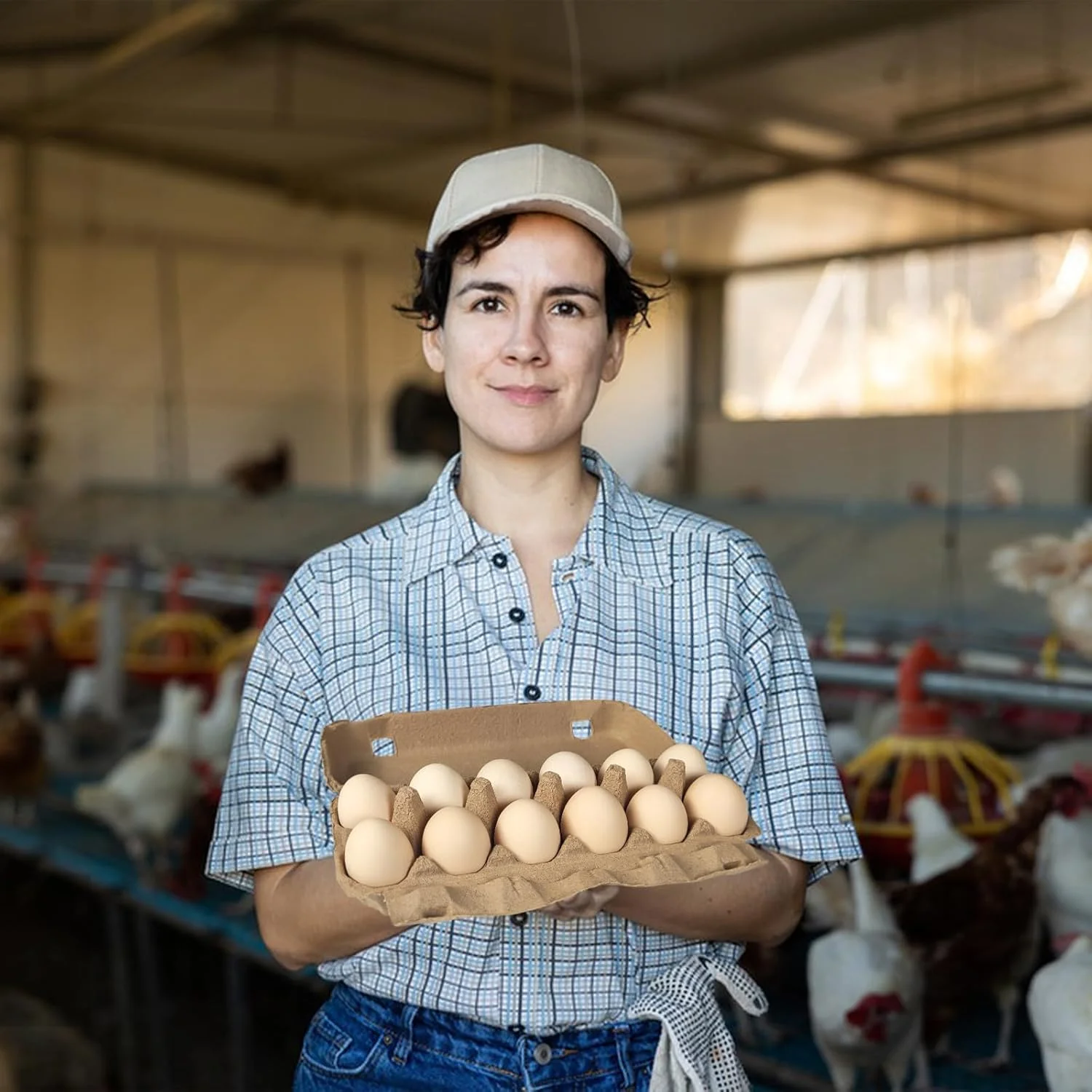 NALACAL بسته 20 عددی کارتن تخم مرغ، ظروف نگهداری تخم مرغ، کارتن های تخم مرغ پالپ طبیعی خام 12 عددی برای تخم مرغ های مرغ، قابل استفاده مجدد، جعبه تخم مرغ مقوایی محکم و بادوام برای یخچال