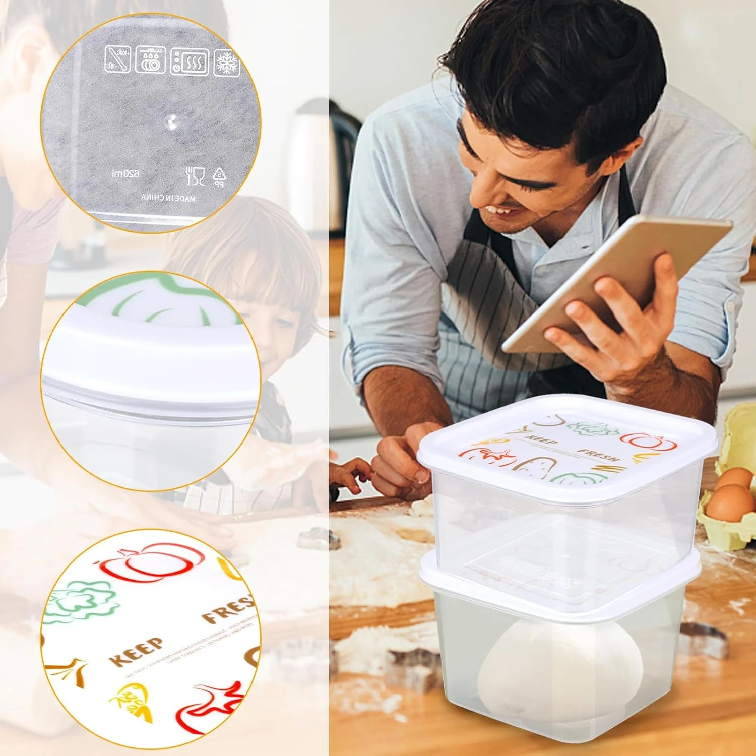 ظرف تخمیر خمیر پیتزا NALACAL، مجموعه 12 عددی بزرگ قابل انباشت خمیر، با درب های مهر و موم دار، ظرف خمیر نان، ظرف نگهداری مواد غذایی با پوشش برای آشپزخانه منزل و کمپینگ - 5.3” x 5.3” x 3.5” ظرف تخمیر خمیر پیتزا NALACAL، مجموعه 12 عددی بزرگ قابل انباشت خمیر، با درب های مهر و موم دار، ظرف خمیر نان، ظرف نگهداری مواد غذایی با پوشش برای آشپزخانه منزل و کمپینگ - 5.3” x 5.3” x 3.5”