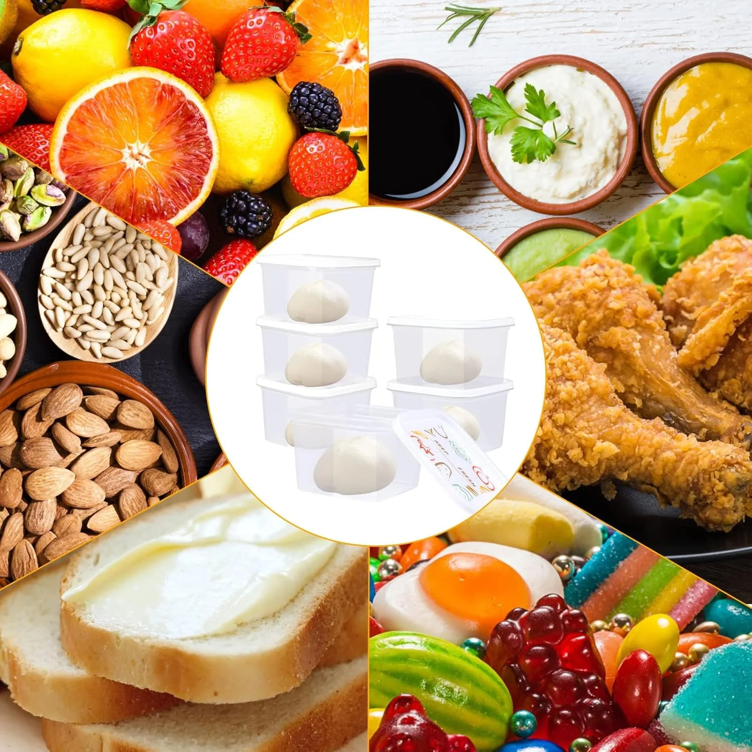 ظرف تخمیر خمیر پیتزا NALACAL، مجموعه 12 عددی بزرگ قابل انباشت خمیر، با درب های مهر و موم دار، ظرف خمیر نان، ظرف نگهداری مواد غذایی با پوشش برای آشپزخانه منزل و کمپینگ - 5.3” x 5.3” x 3.5” ظرف تخمیر خمیر پیتزا NALACAL، مجموعه 12 عددی بزرگ قابل انباشت خمیر، با درب های مهر و موم دار، ظرف خمیر نان، ظرف نگهداری مواد غذایی با پوشش برای آشپزخانه منزل و کمپینگ - 5.3” x 5.3” x 3.5”