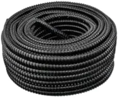 لوله خرطومی فولادی گالوانیزه با روکش PVC مشکی برای محافظت از کابل و سیم (20mm x 15mtr)