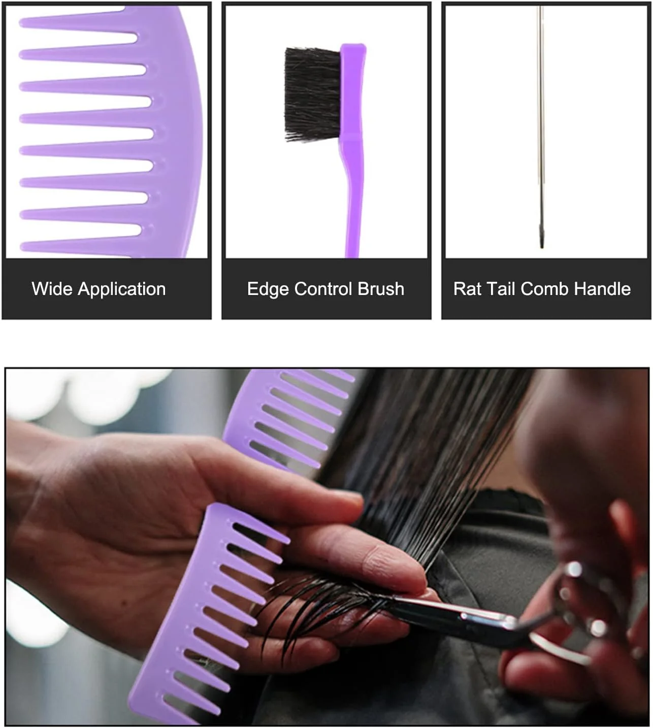 مجموعه شانه مو موریلیان 3 عددی شامل شانه دندانه ریز و درشت، شانه دم موشی، شانه اصلاح مو، برس کنترل لبه دو طرفه، شانه ضد الکتریسیته ساکن برای آقایان و بانوان