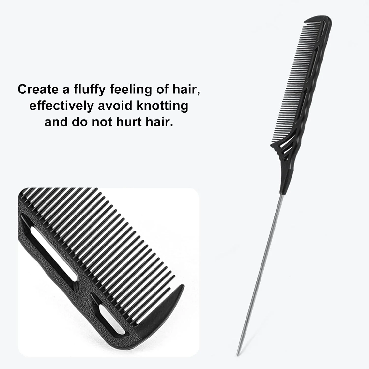 شانه دم باریک حرفه ای مورلیان، 22.7 سانتی متری، شانه دم موشی، دم فلزی استیل ضد زنگ، ضد الکتریسیته ساکن و مقاوم در برابر حرارت، شانه پوش دهی سبک وزن برای انواع مو