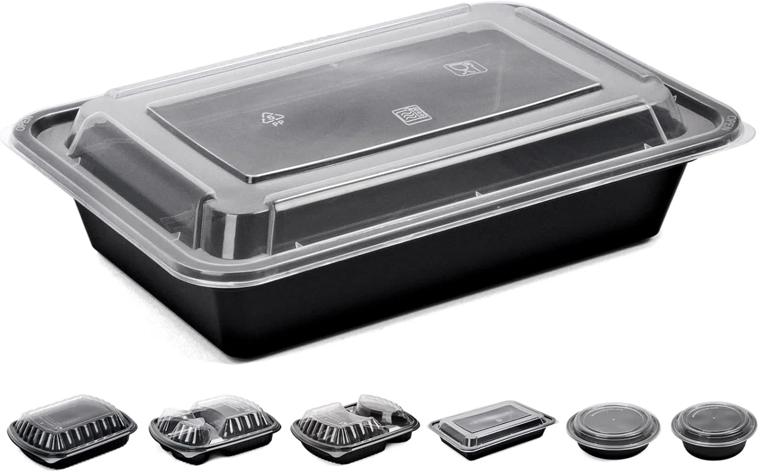 ظرف غذای آماده سازی قابل استفاده مجدد بدون BPA - [بسته 10 عددی] 1 محفظه (946 میلی لیتر) ظرف غذای مستطیلی یکبار مصرف با درب، درب وکیوم، ظرف غذای آماده سازی، قابل استفاده در مایکروویو، فریزر، ظرف بیرون بر