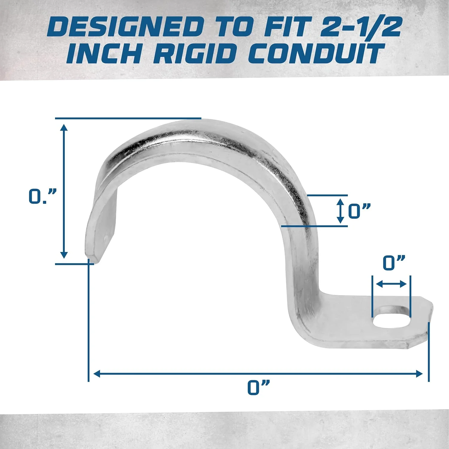 بست لوله سنگین OHLECTRIC (بسته 10 عددی - 2 ½ اینچ) بست های لوله گالوانیزه، بست لوله صلب فولادی تک سوراخ، گیره لوله کششی با روکش روی، بست لوله فلزی برای لوله های صلب