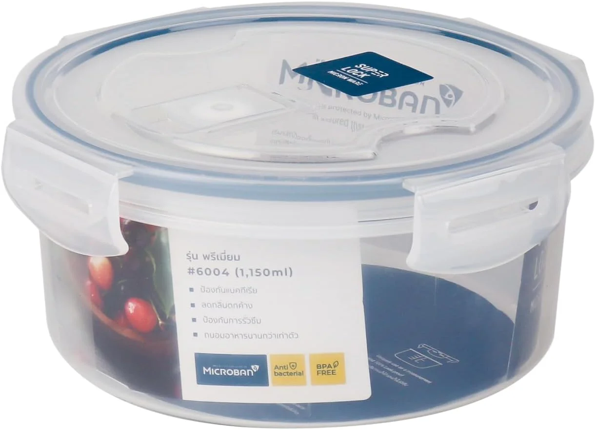 ظرف نگهداری گرد 1100 میلی لیتری Microneware Superlock، ظرف غذای پلاستیکی درب دار، 100% ضد نشت، فاقد BPA، قابل استفاده در مایکروویو، فریزر و ماشین ظرفشویی، سازمان دهنده نگهداری آشپزخانه، ظرف غذا (6004) ظرف نگهداری گرد 1100 میلی لیتری Microneware Superlock، ظرف غذای پلاستیکی درب دار، 100% ضد نشت، فاقد BPA، قابل استفاده در مایکروویو، فریزر و ماشین ظرفشویی، سازمان دهنده نگهداری آشپزخانه، ظرف غذا (6004)
