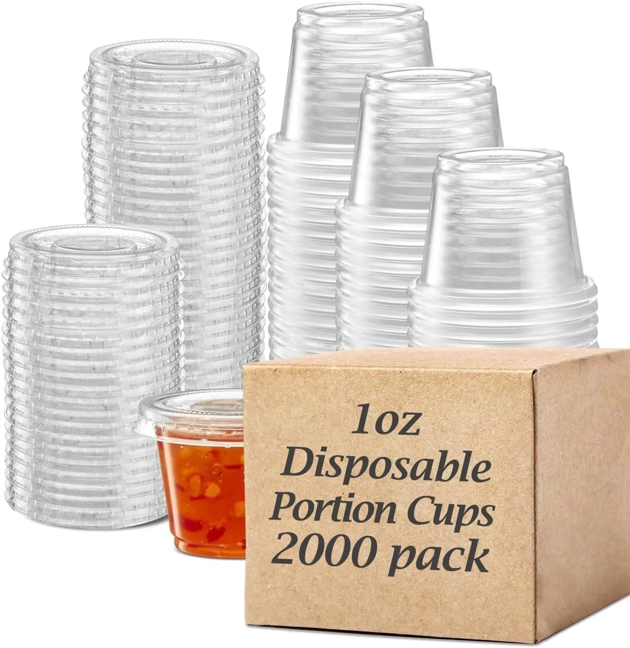 مارک کیو [بسته 2000 عددی] ظرف های یک اونسی پلاستیکی شفاف یکبار مصرف با درب- موجود در اندازه های 2 و 4 اونسی - ظرف سس، ظرف ژله شات، ظرف دارو