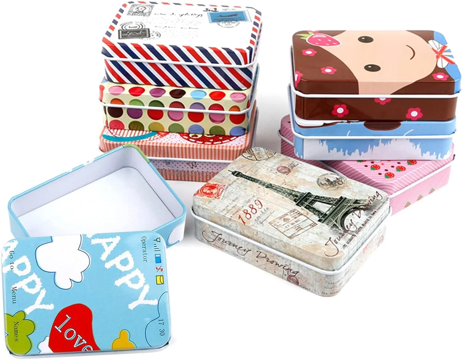 جعبه فلزی 8 عددی MAKINGTEC، ظرف فلزی کوچک قابل حمل با درب، قوطی های لولایی مستطیلی شکل قدیمی، مینی کیت برای سازماندهی جعبه فلزی 8 عددی MAKINGTEC، ظرف فلزی کوچک قابل حمل با درب، قوطی های لولایی مستطیلی شکل قدیمی، مینی کیت برای سازماندهی