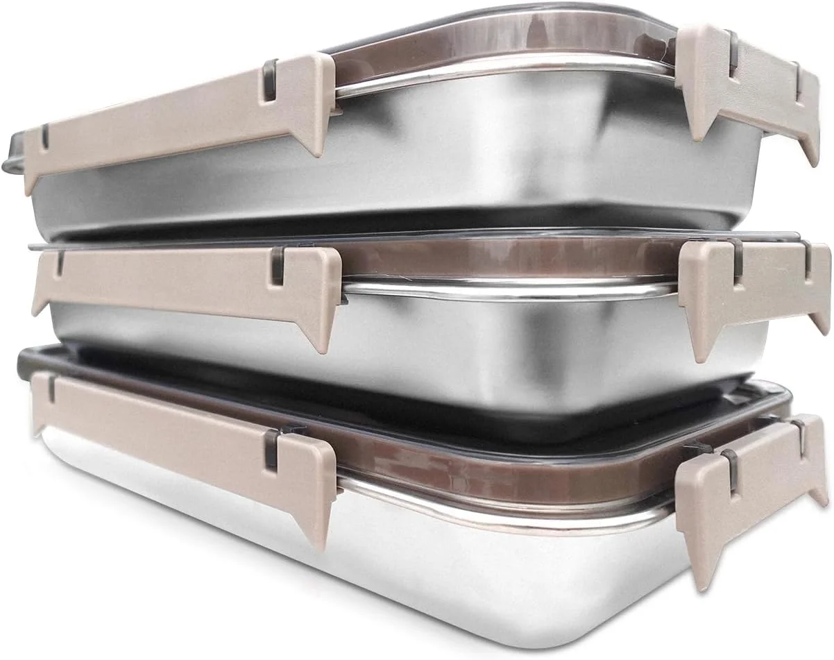 ظروف نگهداری غذا لیاکت، بسته 3 عددی، 2000 میلی لیتر، استیل ضد زنگ، مناسب برای آماده سازی وعده های غذایی و فریزر، همراه با درب ظروف نگهداری غذا لیاکت، بسته 3 عددی، 2000 میلی لیتر، استیل ضد زنگ، مناسب برای آماده سازی وعده های غذایی و فریزر، همراه با درب