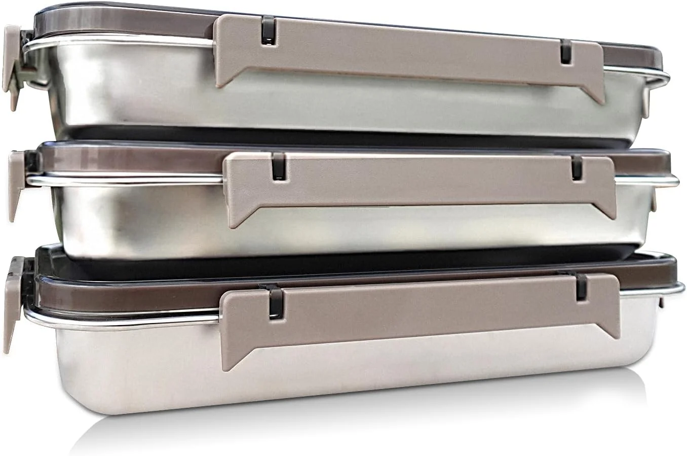 ظروف نگهداری غذا لیاکت، بسته 3 عددی، 2000 میلی لیتر، استیل ضد زنگ، مناسب برای آماده سازی وعده های غذایی و فریزر، همراه با درب