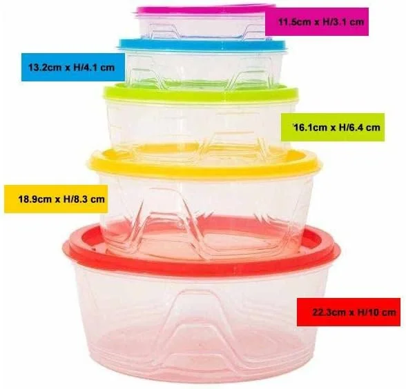 ظرف نگهداری مواد غذایی مارک کیو با درب های محکم، ست 5 تکه، جعبه پلاستیکی درب دار قابل چیدن برای نگهداری باقیمانده غذا، جعبه ناهار، ظروف آماده سازی غذا، گرد ظرف نگهداری مواد غذایی مارک کیو با درب های محکم، ست 5 تکه، جعبه پلاستیکی درب دار قابل چیدن برای نگهداری باقیمانده غذا، جعبه ناهار، ظروف آماده سازی غذا، گرد