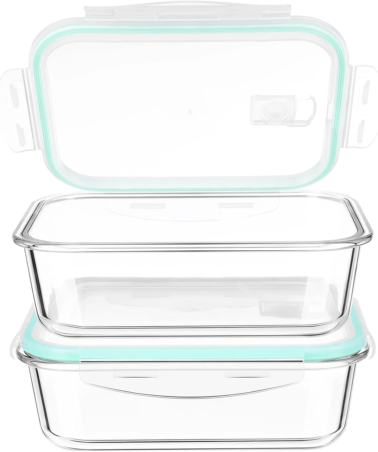 ظروف شیشه ای درب دار LXUDN، بسته 2 عددی (2 x 1520 میلی لیتر)، ظروف شیشه ای بدون BPA با درب، ظروف آماده سازی غذا شیشه ای، ظروف نگهداری مواد غذایی شیشه ای با درب، کاسه شیشه ای با درب، ست ظروف شیشه ای