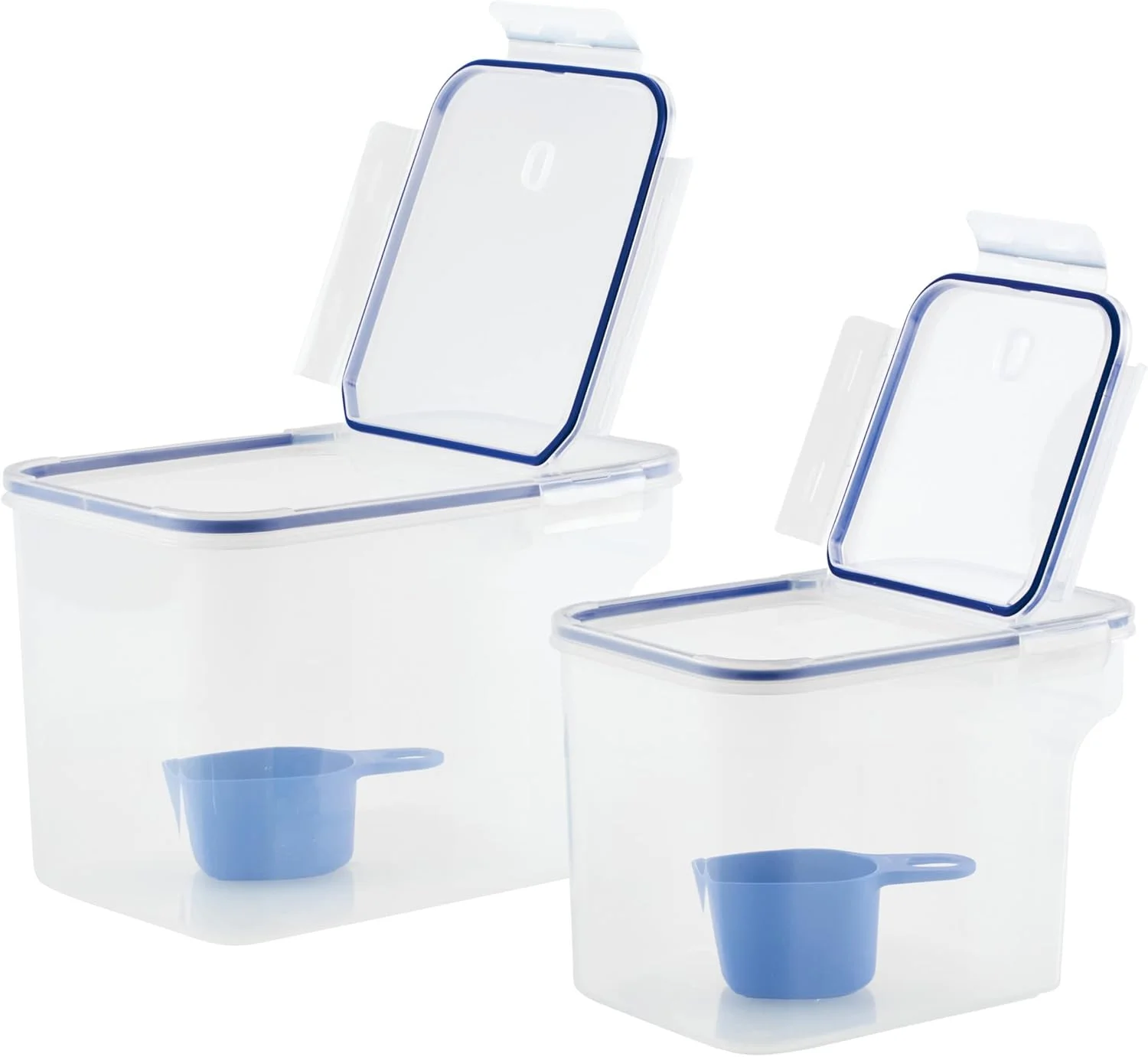 ست ظروف نگهداری مواد غذایی و پیمانه لاک اند لاک ایزی اسنشیالز، بدون BPA و قابل شستشو در ماشین ظرفشویی، 4 تکه، شفاف