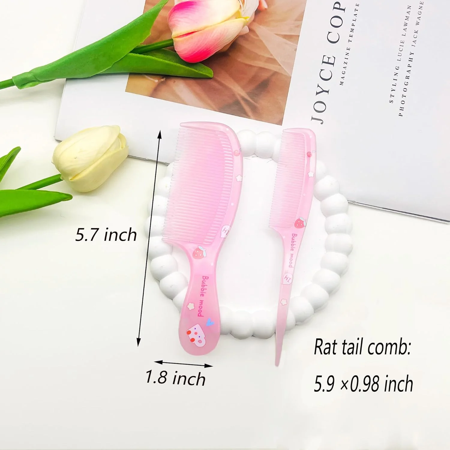 شانه مو کوچک و بامزه، ست شانه مو مینی 2 عددی برای دختران پسران کودکان، شانه دندانه ریز دم موشی، شانه پلاستیکی ضد الکتریسیته ساکن قابل حمل برای آرایش مو، هدیه شانه مو برای موهای خیس و خشک