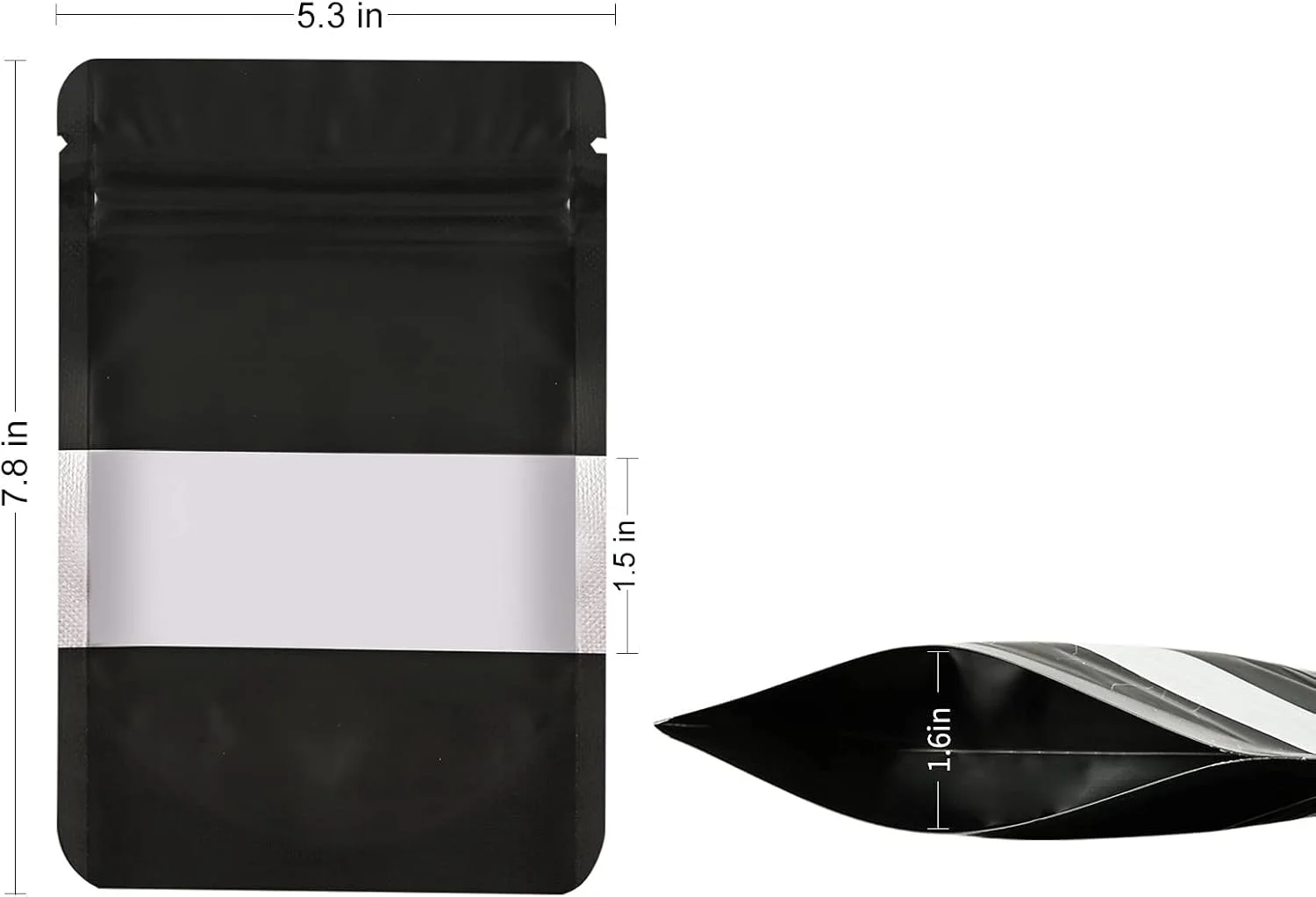 لازیمن اینک 100 عدد کیسه مایلار ضد بو، کیسه های ذخیره سازی مواد غذایی قابل باز و بسته شدن با پنجره شفاف، کیسه های ایستاده فویلی برای لوازم ذخیره سازی مواد غذایی خود آب بندی (مشکی، 13.46 در 19.81 سانتی متر)