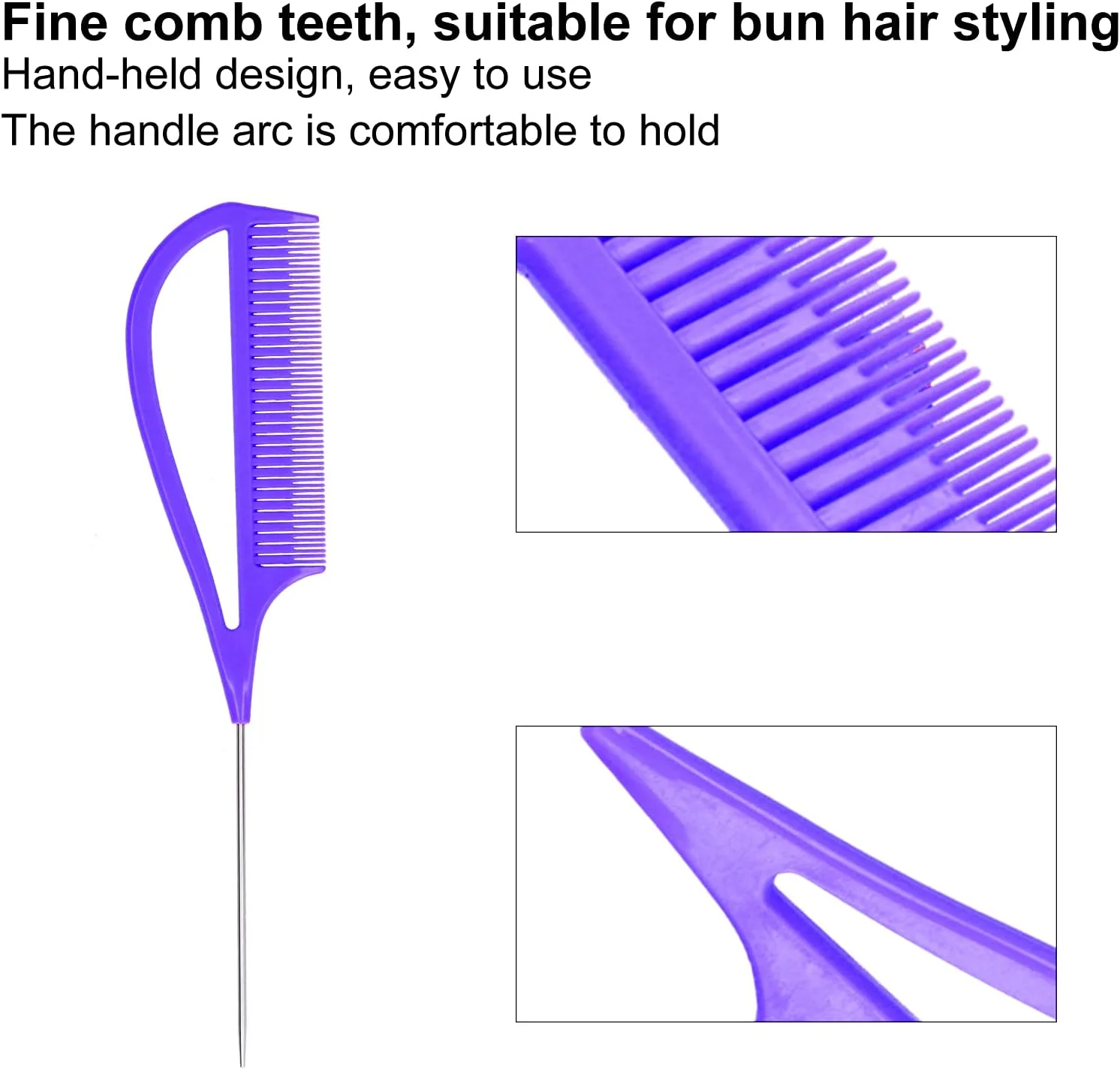 شانریا شانه حالت دهنده مو، شانه دم موشی با دسته راحت برای استفاده خانگی و سالن آرایشگری (بنفش)