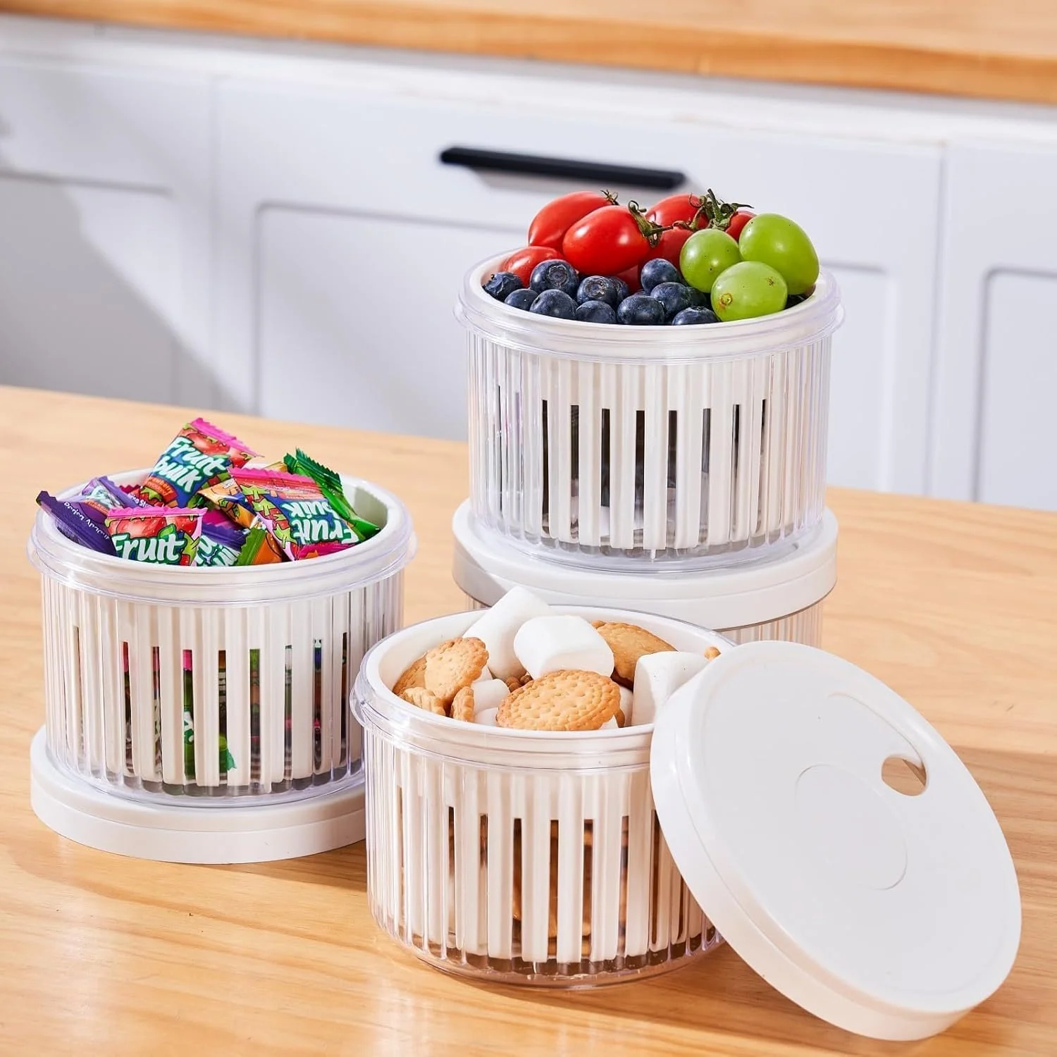 بسته 3 عددی ظروف توت Last page® برای یخچال، سبد توت، ظروف نگهداری توت با درب، نگهدارنده توت با آبکش، جعبه نگهداری پیازچه، سازمان دهنده یخچال برای میوه ها و سبزیجات