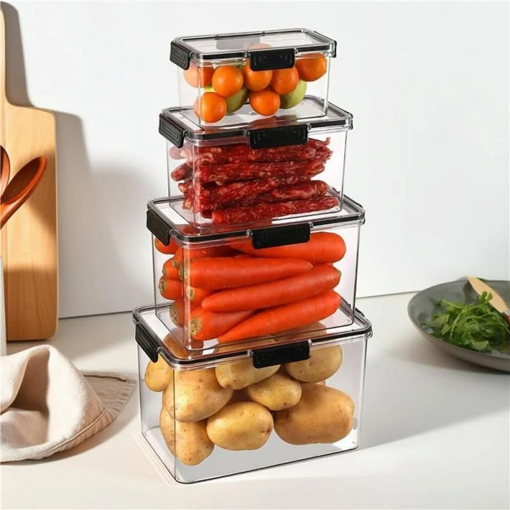 Kitchen Essentials 4-Piece Food Storage Container Set – Airtight, Durable Jars for Pantry, Spice, Coffee Storage, BPA-Free, Leak-Proof, Kitchen Organization Solution