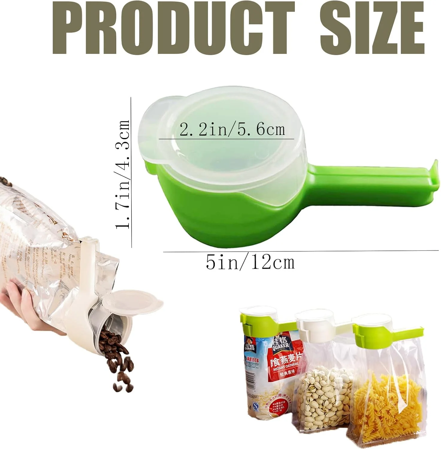 گیره های کیسه ای کوکومجی 4 عددی، گیره های پلمپ کیسه تنقلات و چیپس، گیره های درب پلاستیکی مواد غذایی، گیره های کیسه ای مواد غذایی با دهانه های خروجی، عالی برای سازماندهی و نگهداری مواد غذایی (4 رنگ، یک سایز)