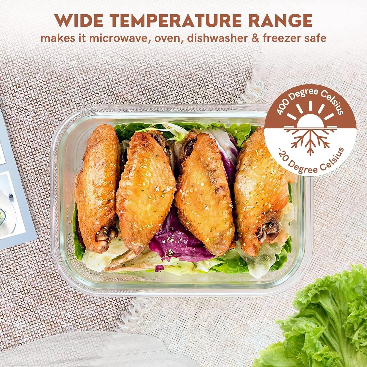 ظروف شیشه ای آماده سازی غذا برای آشپزخانه [بسته 3 عددی] با درب های قفل شونده بادوام، قابل استفاده در مایکروویو/فر/فریزر و ماشین ظرفشویی، رنگ های متنوع