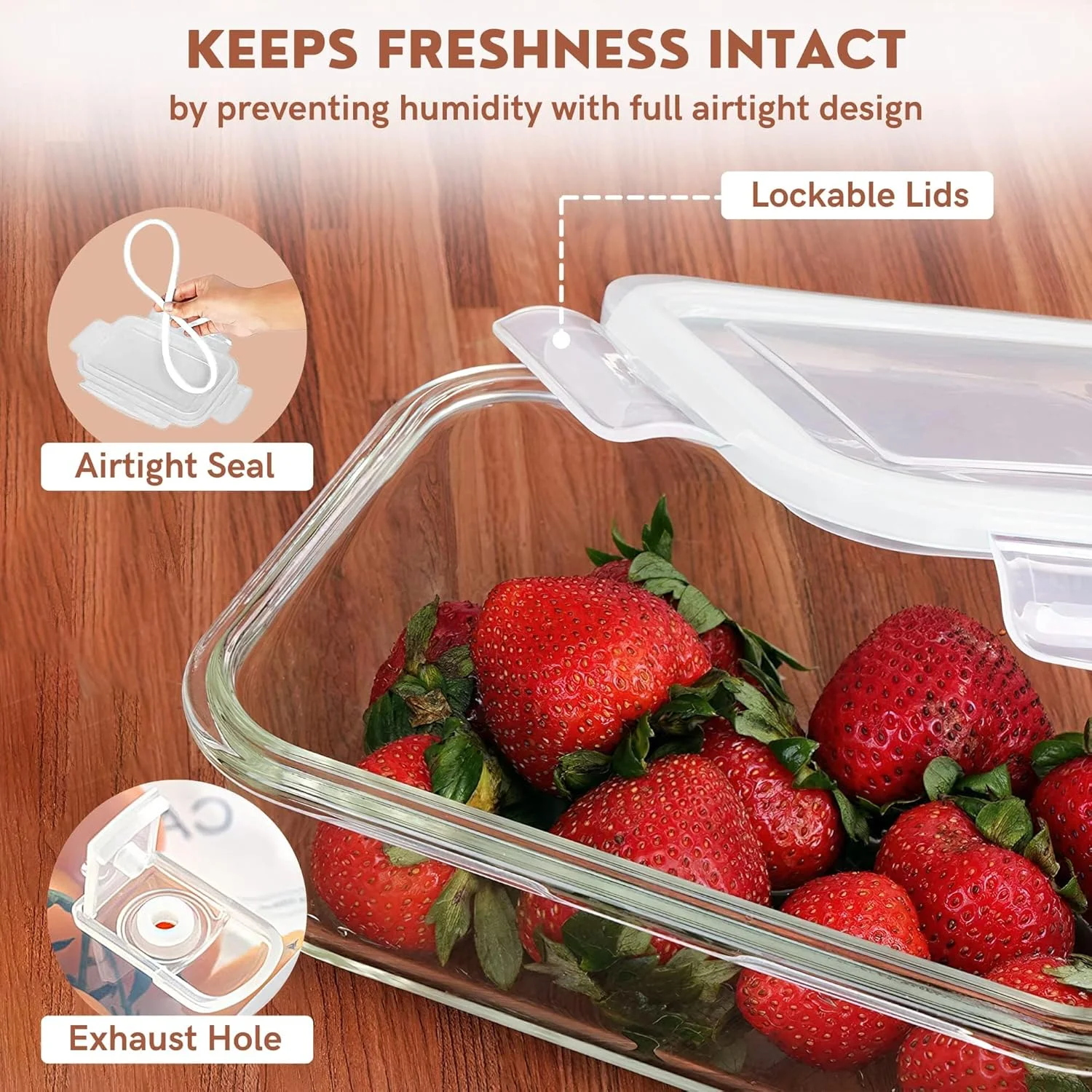 ظروف شیشه ای آماده سازی غذا برای آشپزخانه [بسته 3 عددی] با درب های قفل شونده بادوام، قابل استفاده در مایکروویو/فر/فریزر و ماشین ظرفشویی، رنگ های متنوع