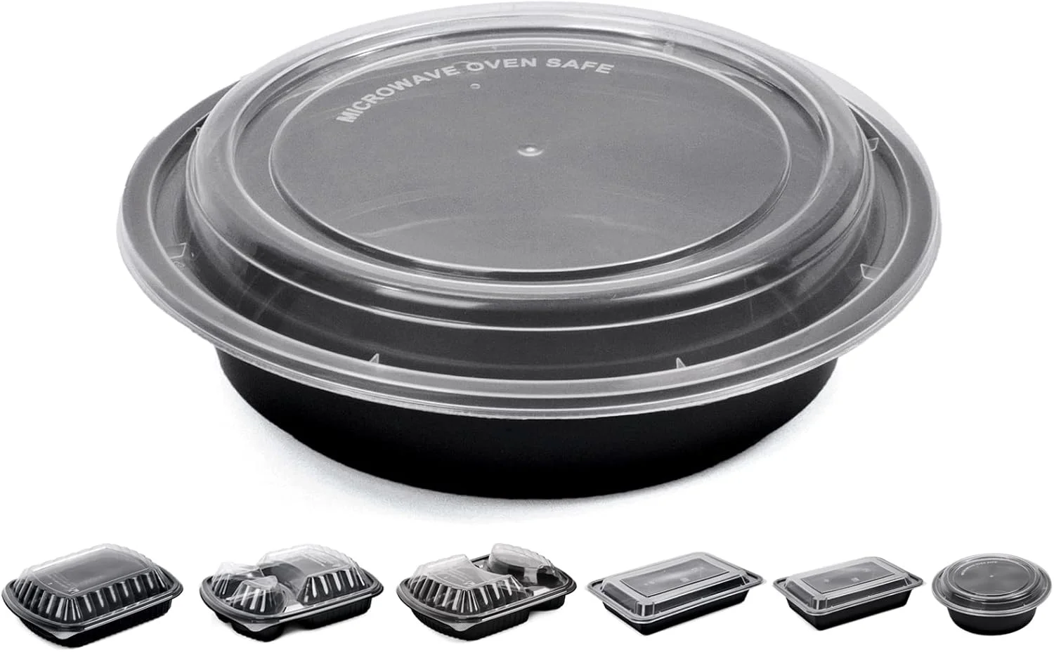 ظرف غذای آماده مصرف خلیج پک، قابل استفاده مجدد و بدون BPA - [10 عدد ظرف غذای یک قسمتی (24 اونس) یکبار مصرف گرد با درب، ظرف غذای آماده با قابلیت وکیوم، قابل استفاده در مایکروویو و فریزر برای بیرون بر