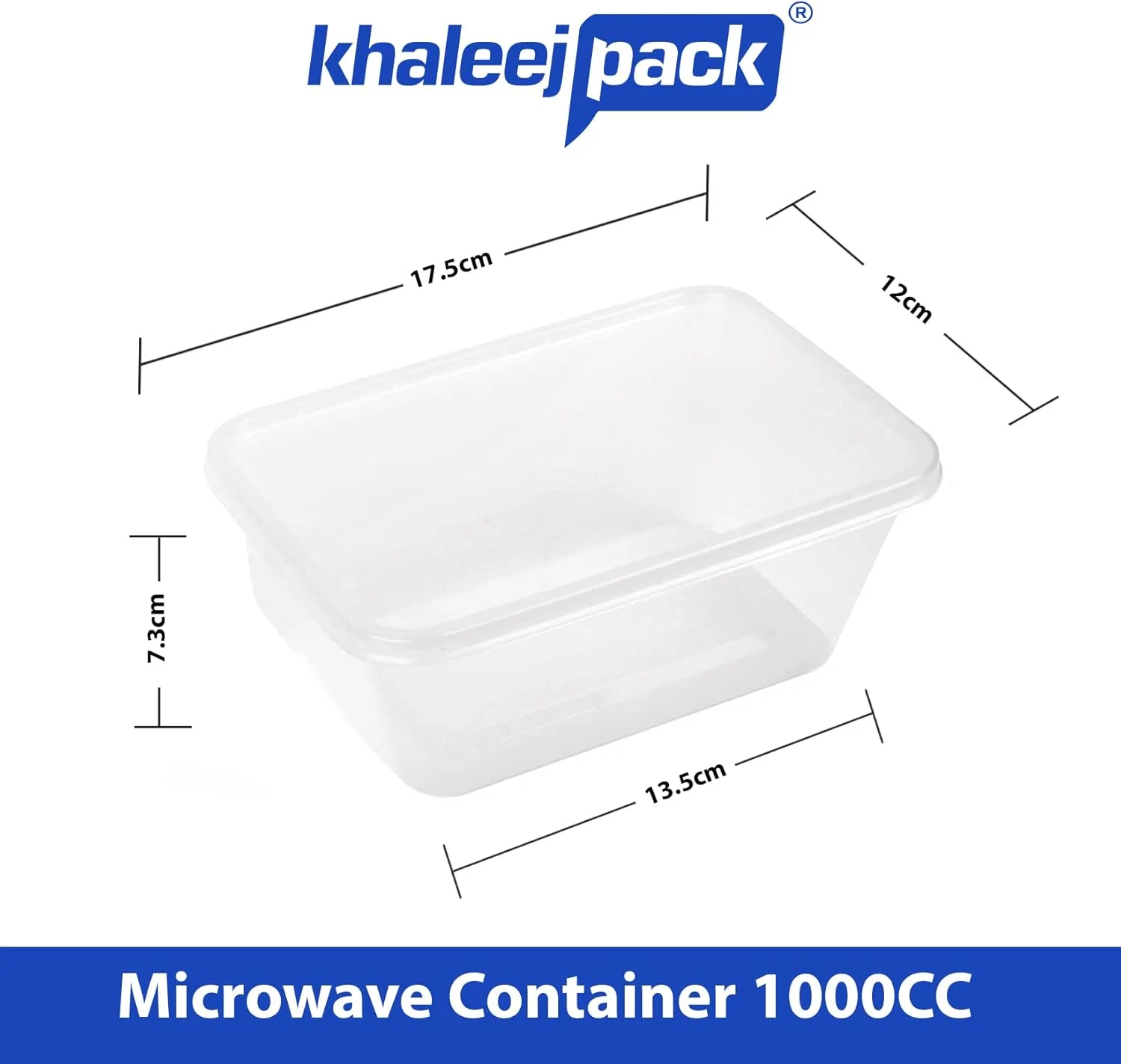 ظرف یکبار مصرف خلیج پک با درب کاسه ای برای غذا - 1000 میلی لیتر بسته 10 عددی مستطیلی پلاستیکی مناسب مایکروویو فریزر سوپ آشپزخانه