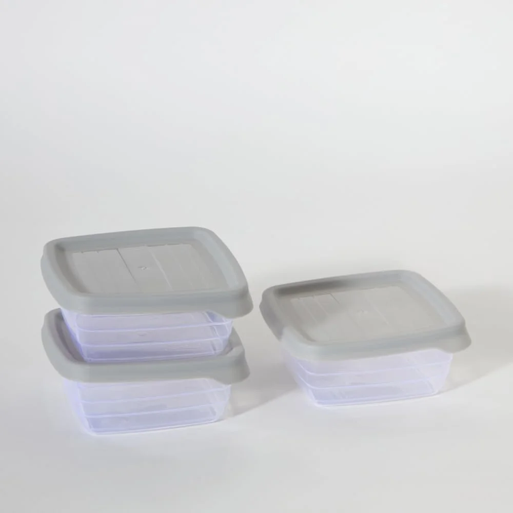 ست سه تکه ظروف نگهداری غذا هوم باکس مدل Spectra - 300 میلی لیتر شفاف/طوسی