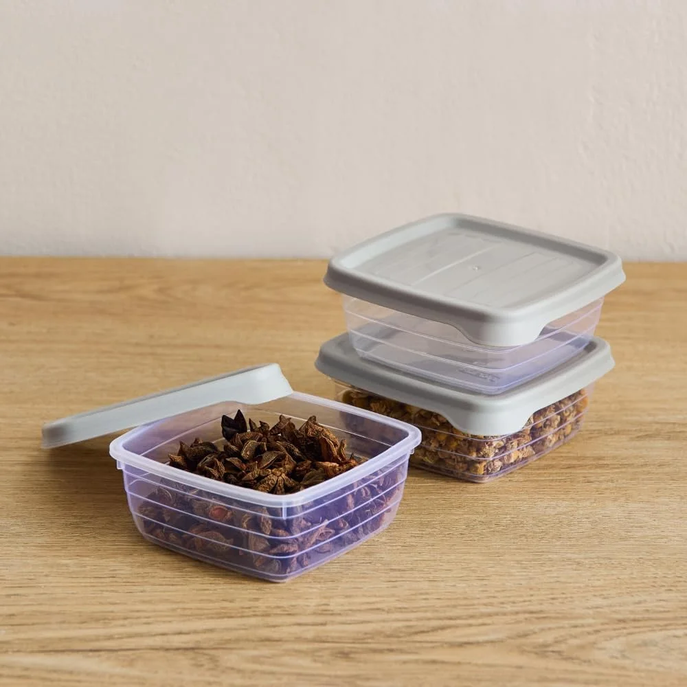 ست سه تکه ظروف نگهداری غذا هوم باکس مدل Spectra - 300 میلی لیتر شفاف/طوسی
