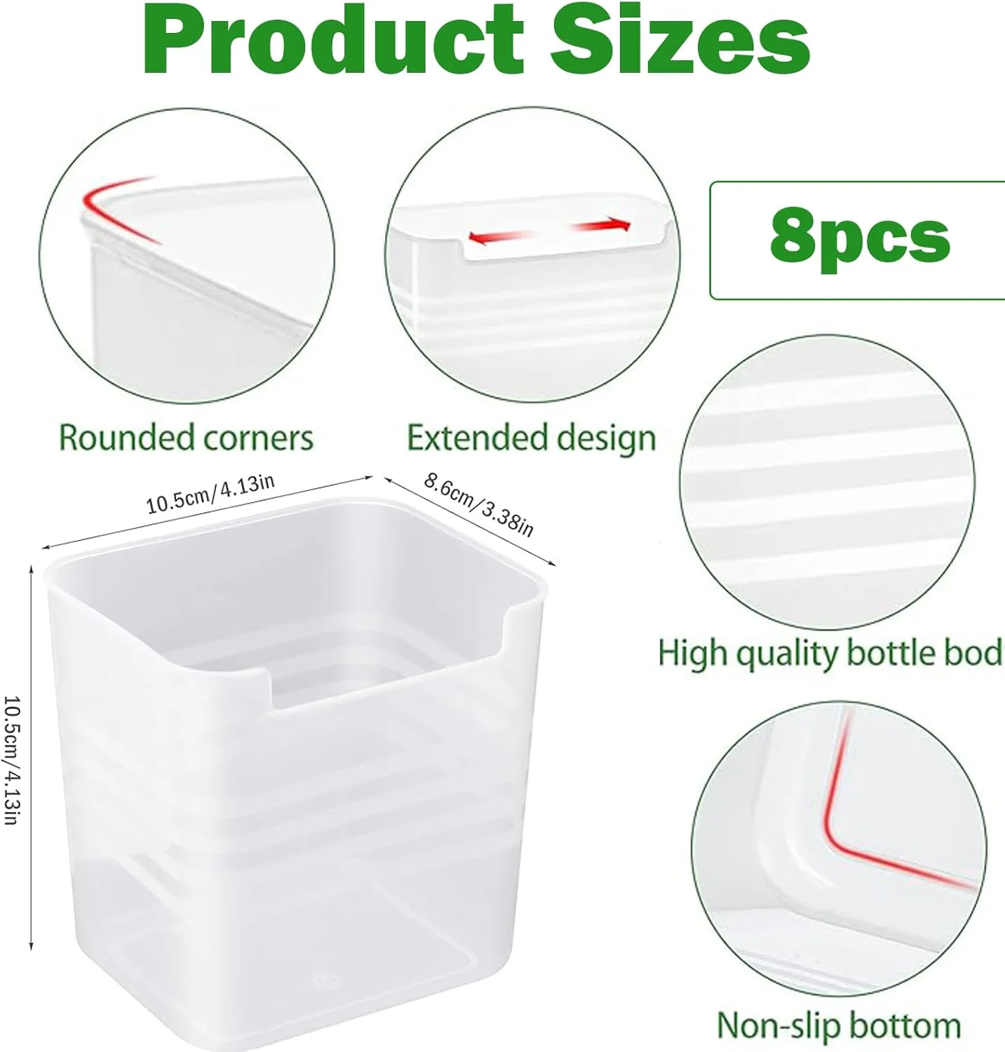 جعبه نظم دهنده یخچال HIHIDAY، 8 عددی، سطل های سازمان دهنده یخچال، ظروف نگهداری درب جانبی یخچال پلاستیکی شفاف برای نگهداری مواد غذایی، نگهدارنده نوشیدنی و سازمان دهنده انبار (شفاف)